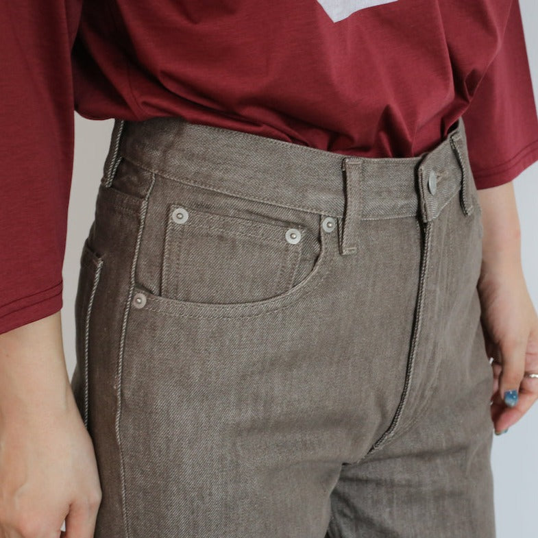 AURALEE HARD TWIST BROWN DENIM 5P PANTS 