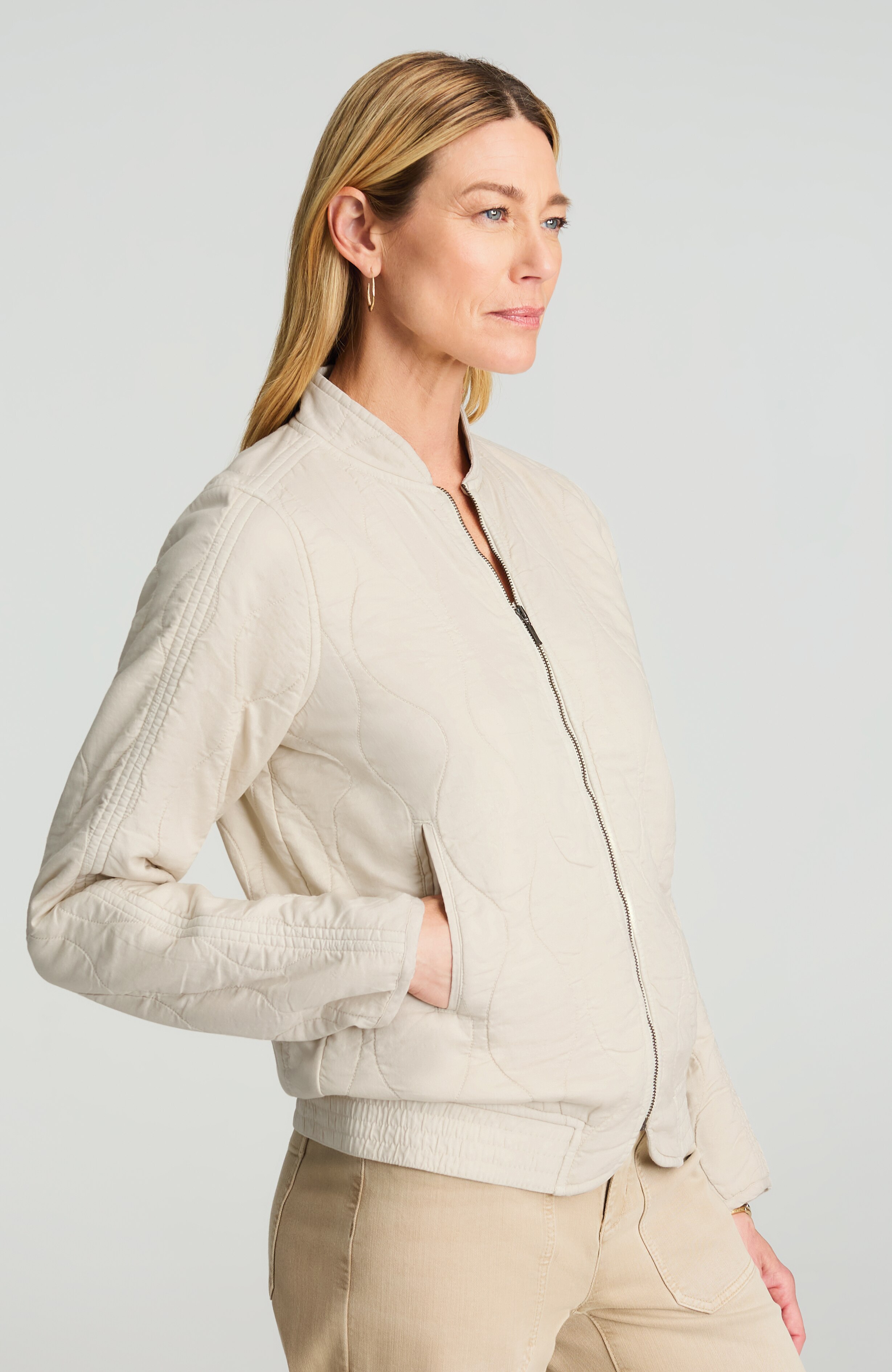 GARMENT-DYED QUILTED ZIP-FRONT JACKET | JJill