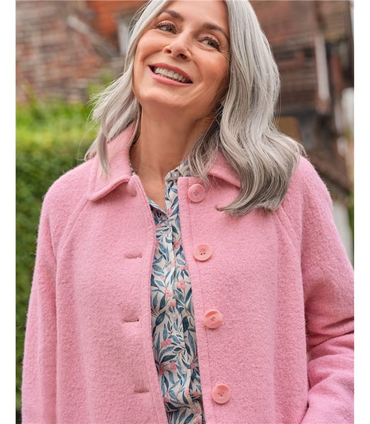 Light Pink | Wool Blend Button Through Coat | WoolOvers US
