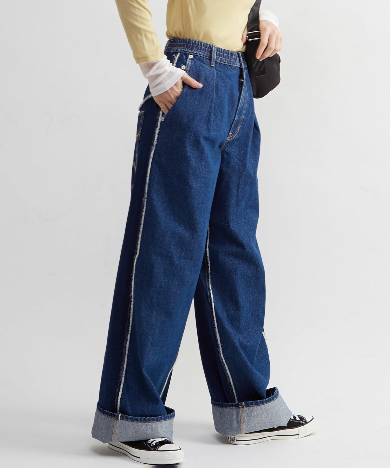 DENIM SWITCHING WIDE PANTS｜CONVERSE TOKYO (コンバーストウキョウ
