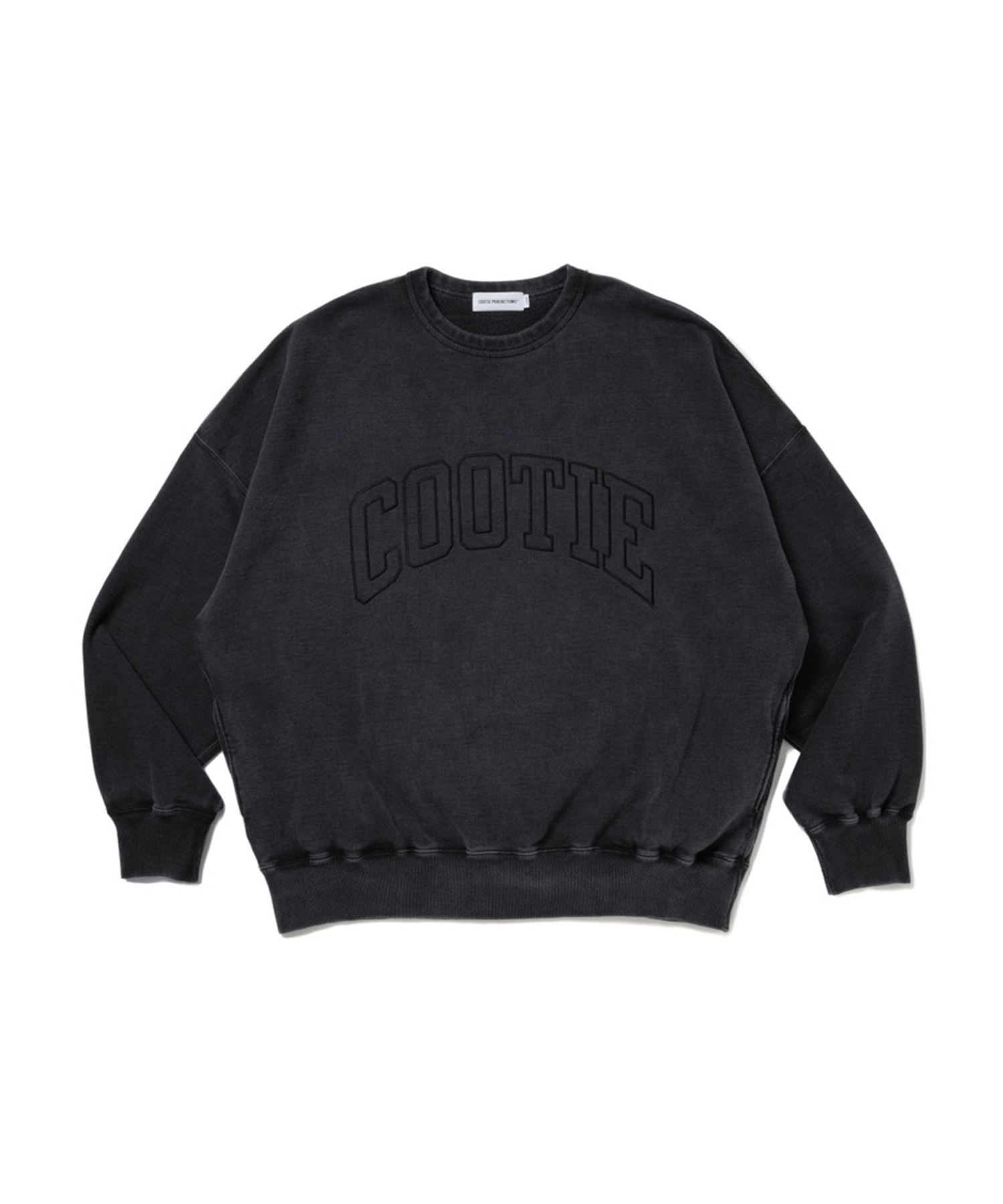 Pigment Dyed Open End Yarn Sweat Crew(S BLACK): COOTIE PRODUCTIONS