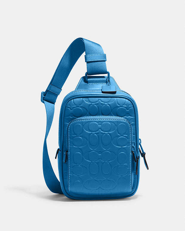 い*き様 COACH コーチ レザー ボディバッグ ミッドナイトブルー い*き