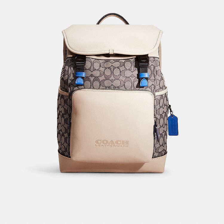COACH® | Restored League Flap Backpack In Signature Jacquard