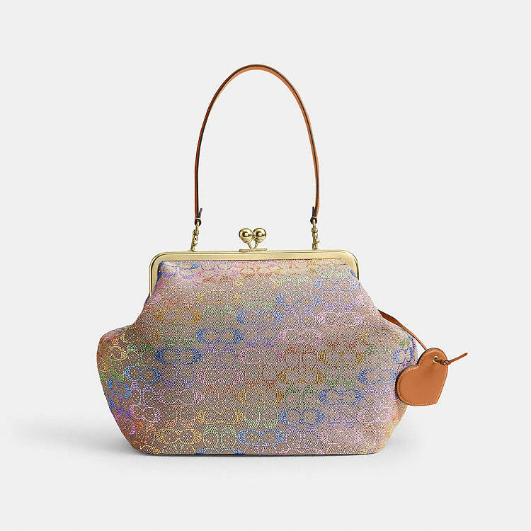 COACH® | Large Kisslock Frame Bag In Crystal Signature Jacquard
