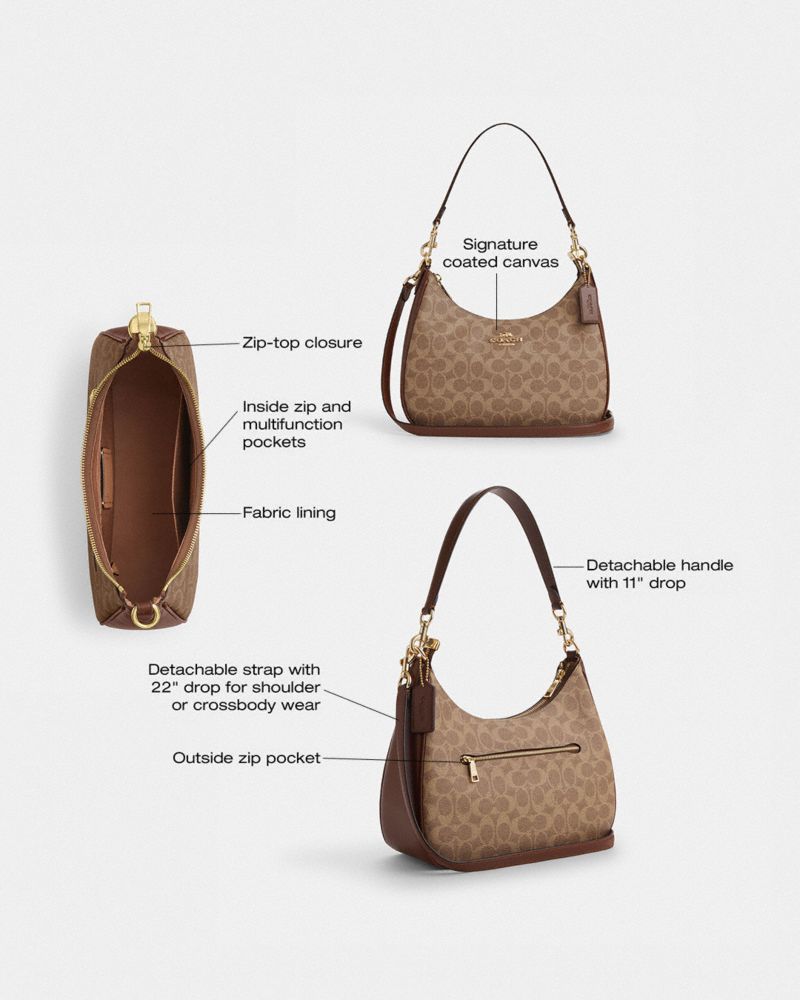 COACH® Outlet | Teri Hobo Bag In Signature Canvas With Stripe