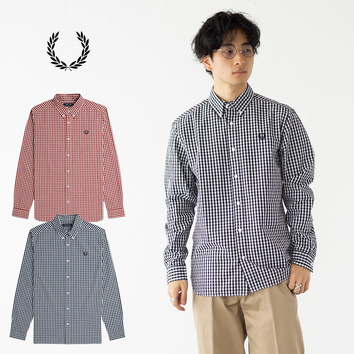 フレッドペリー FRED PERRY ギンガムチェック シャツ M9620 メンズ