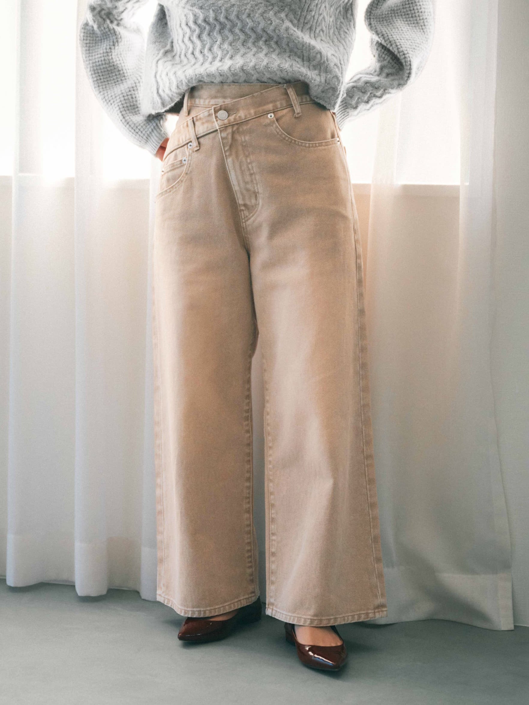 アシメフロントデニム-short & regular | 小柄・低身長女性向け