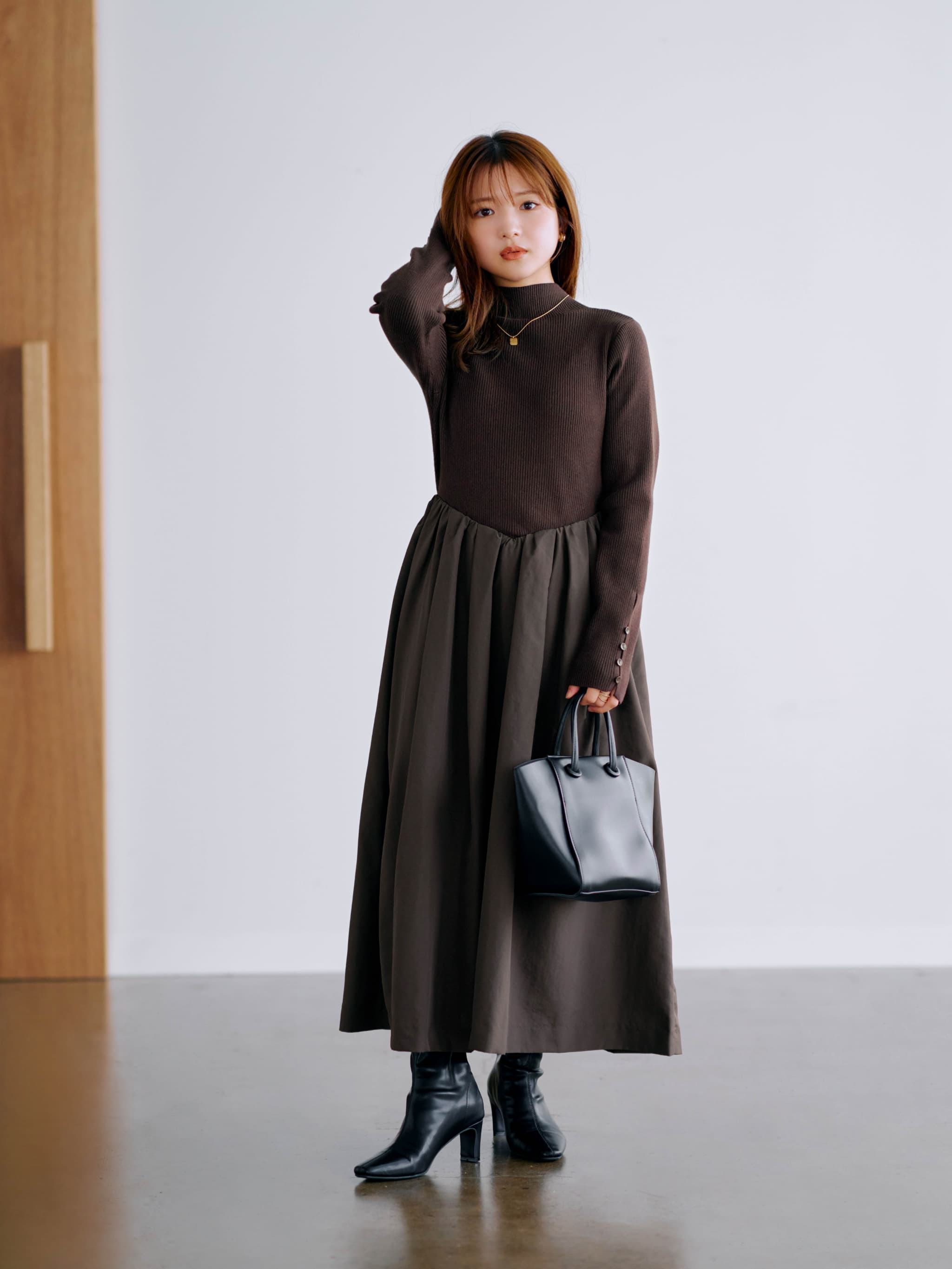 田中亜希子さんコラボ】Vカットドッキングワンピース-short & regular