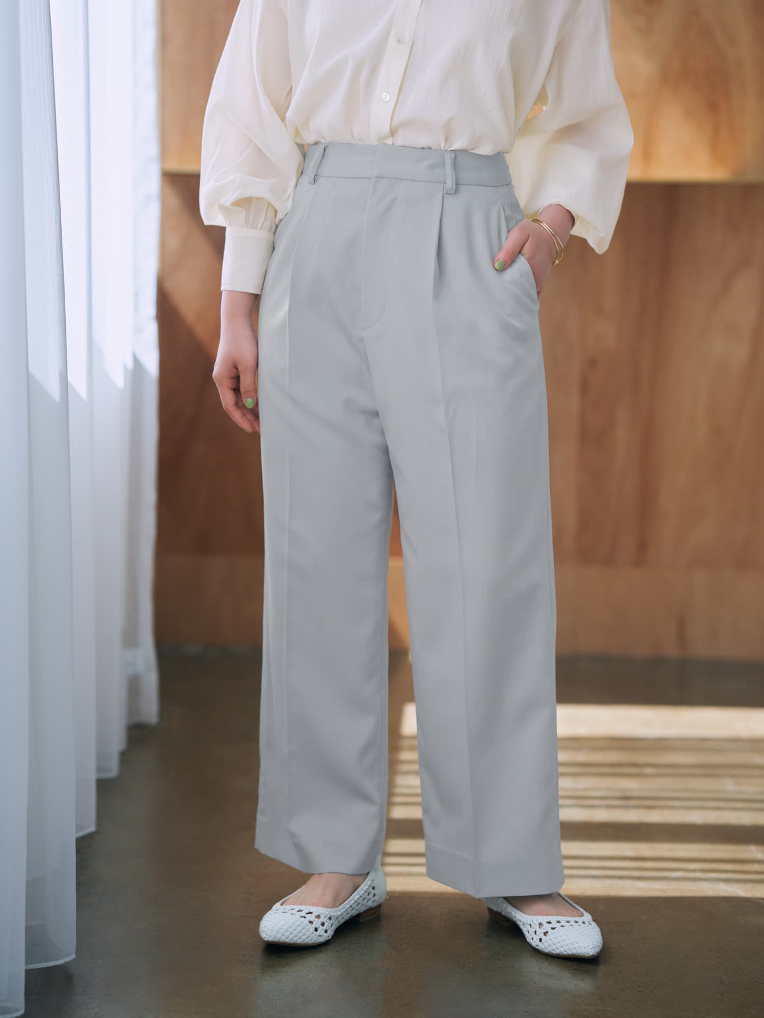 ワンタックセンタープレスパンツ-short & regular | 小柄・低身長女性