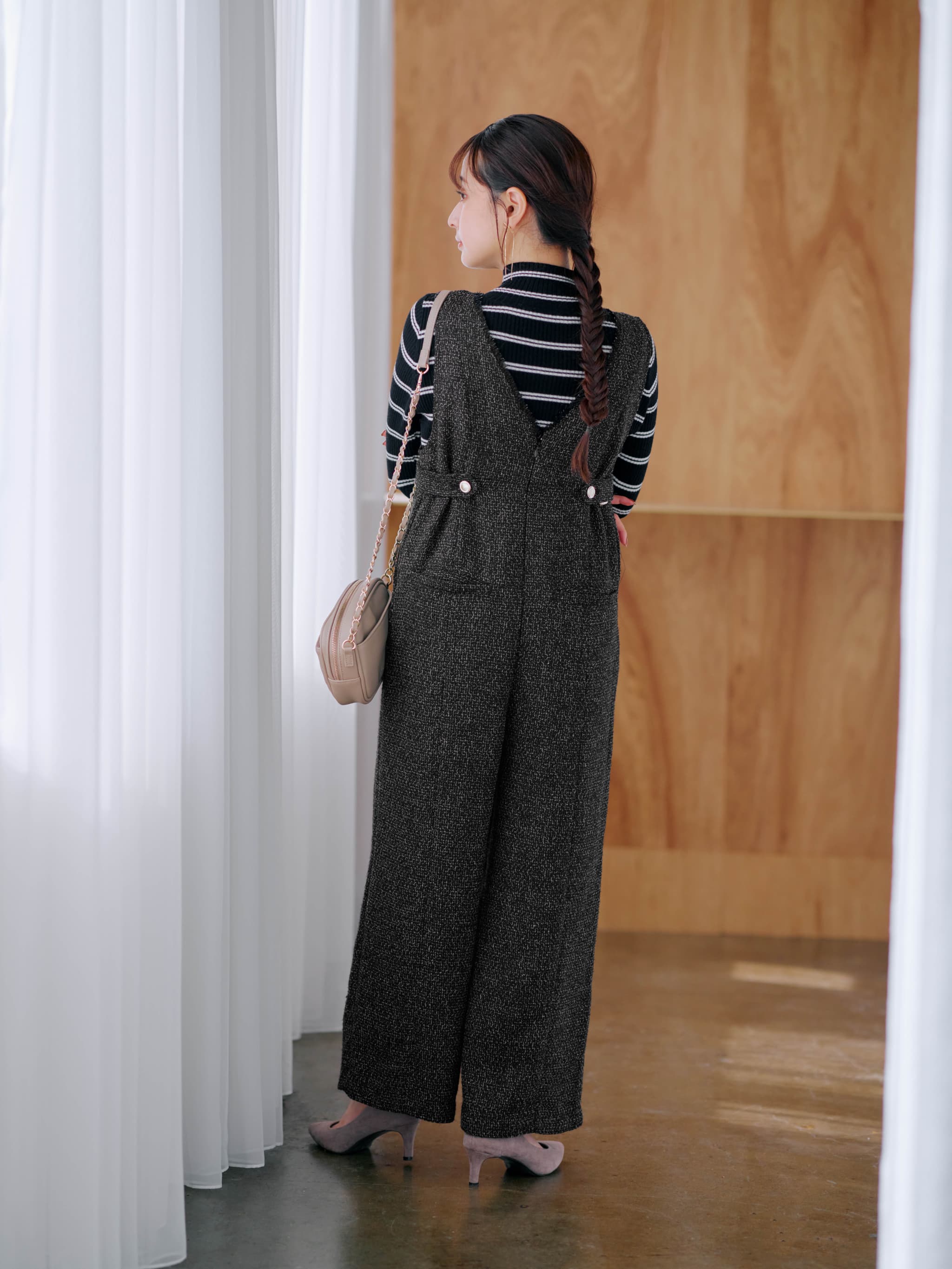 サイドベルトツイードオールインワン-short & regular | 小柄・低身長