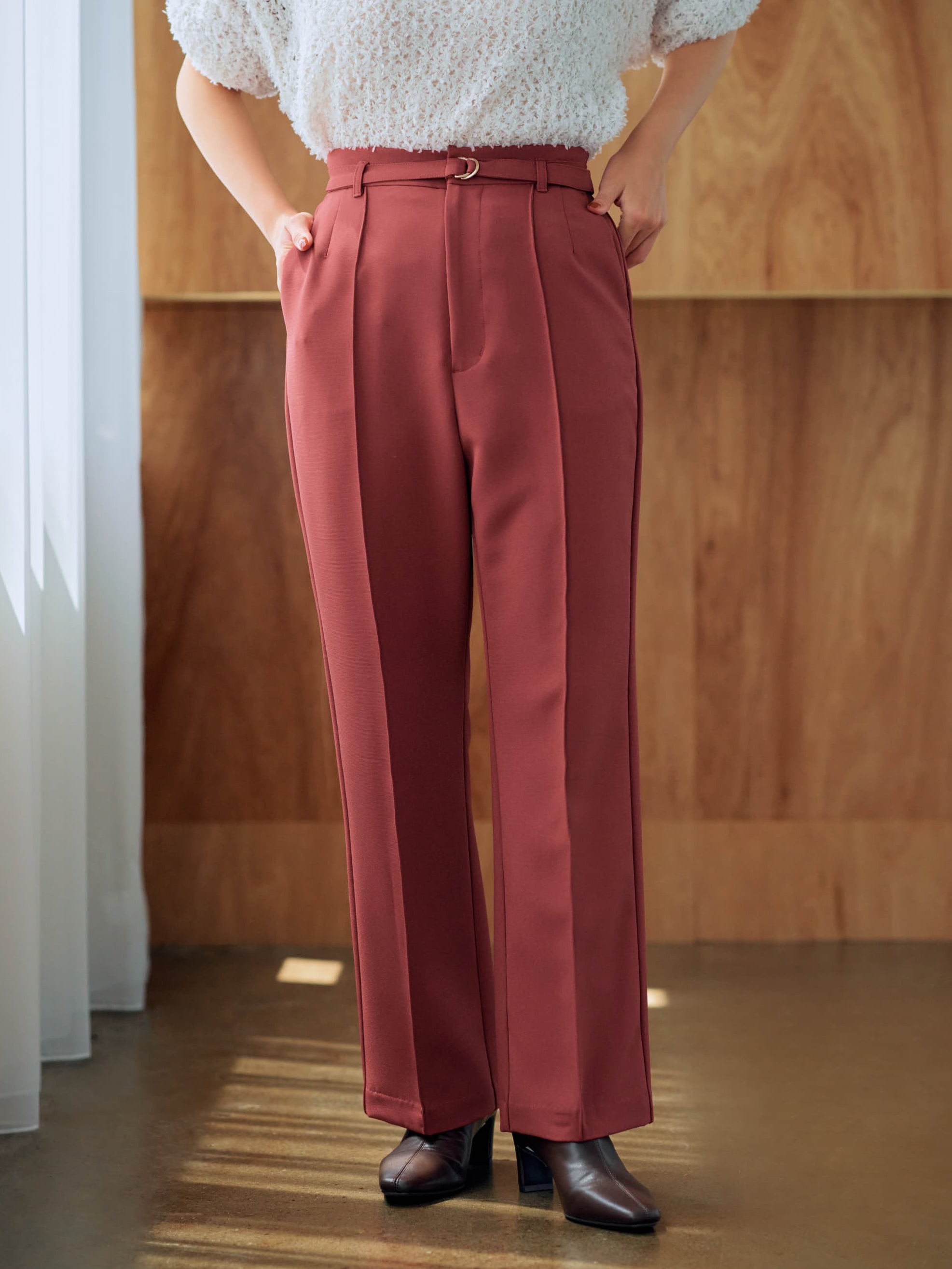 Dカンベルトフレアパンツ-short & regular | 小柄・低身長女性向け