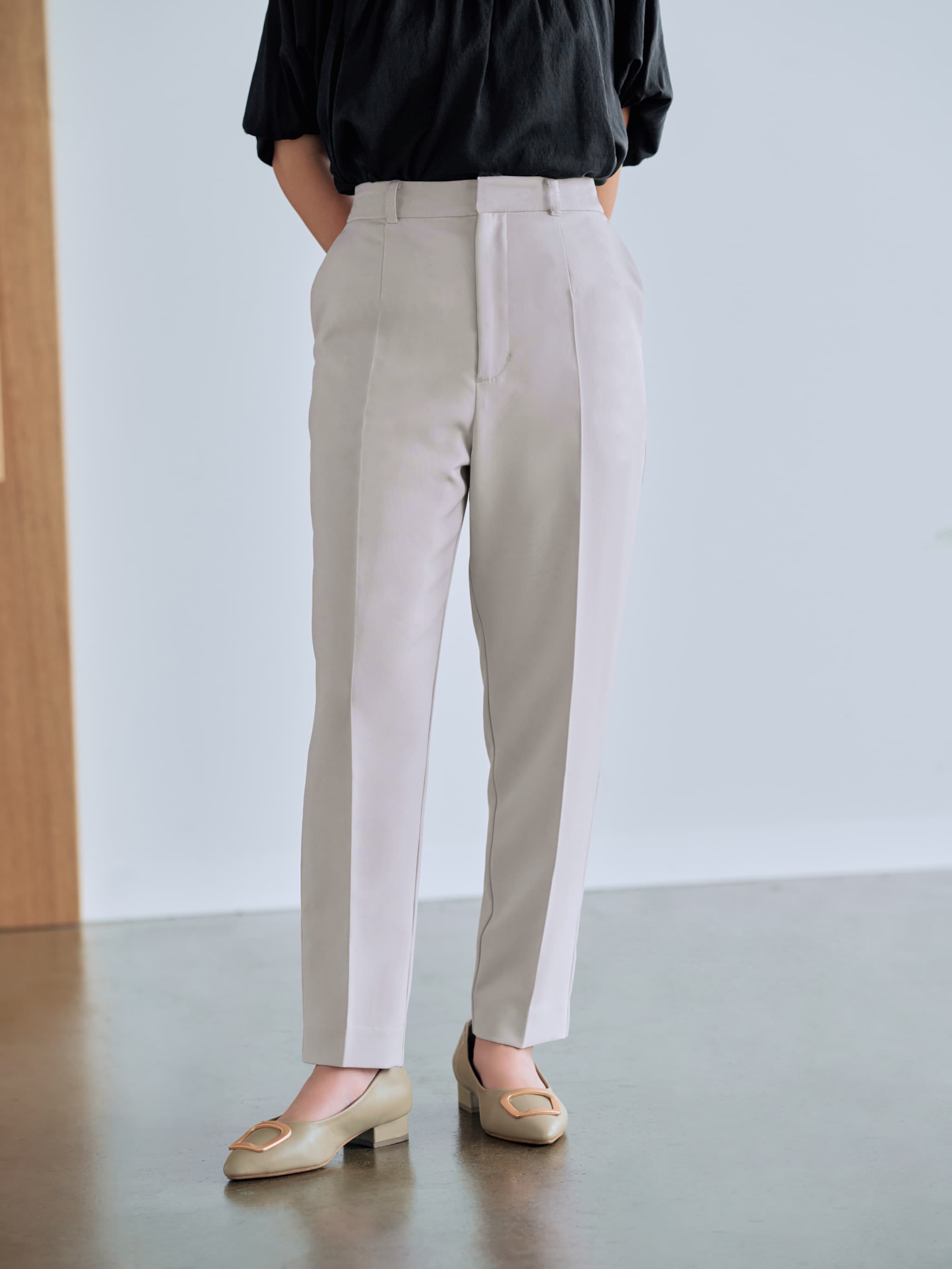 ダブルクロスウォッシャブルスリムパンツ-short & regular | 小柄・低