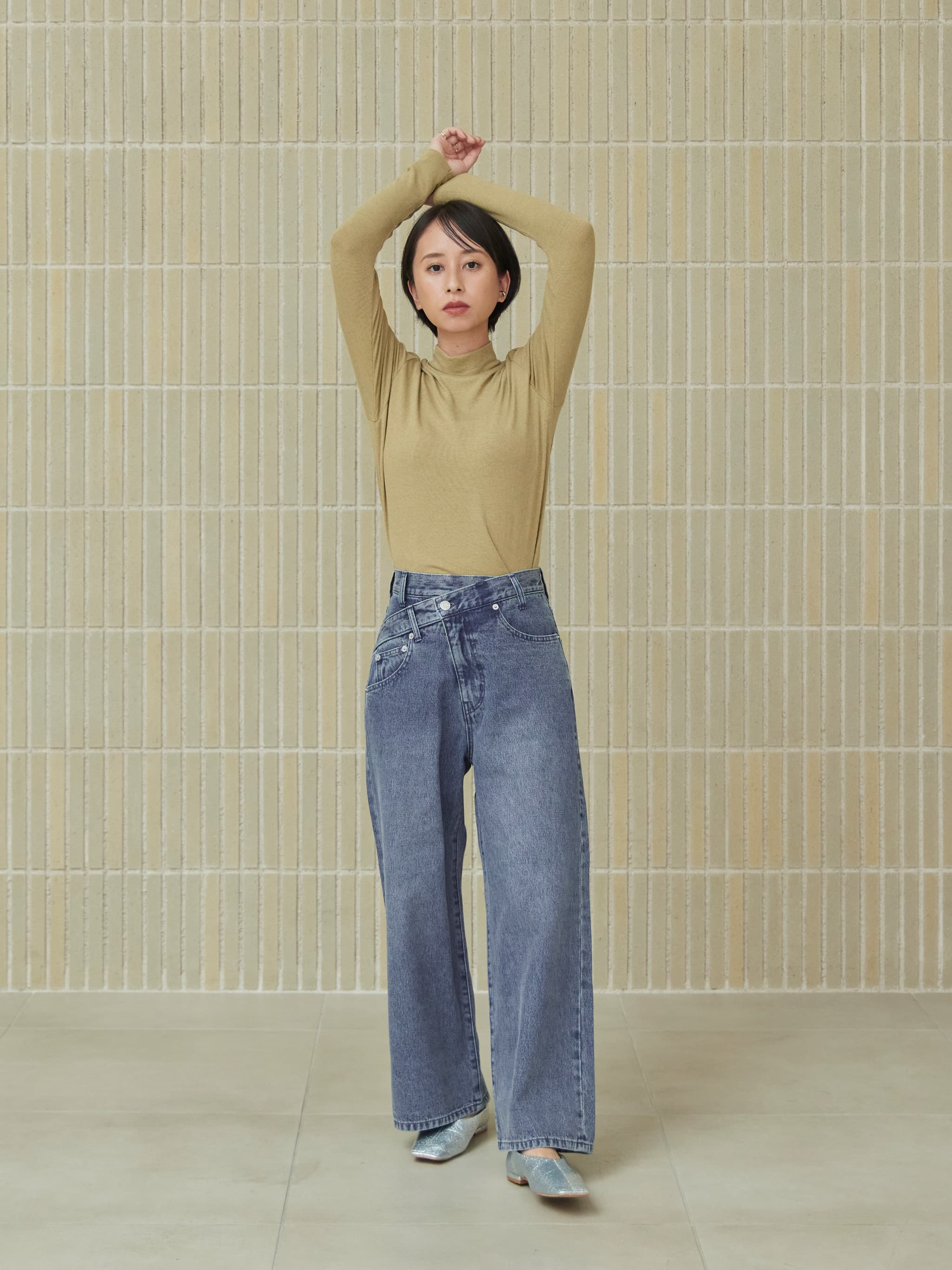 アシメフロントデニム-short & regular | 小柄・低身長女性向け