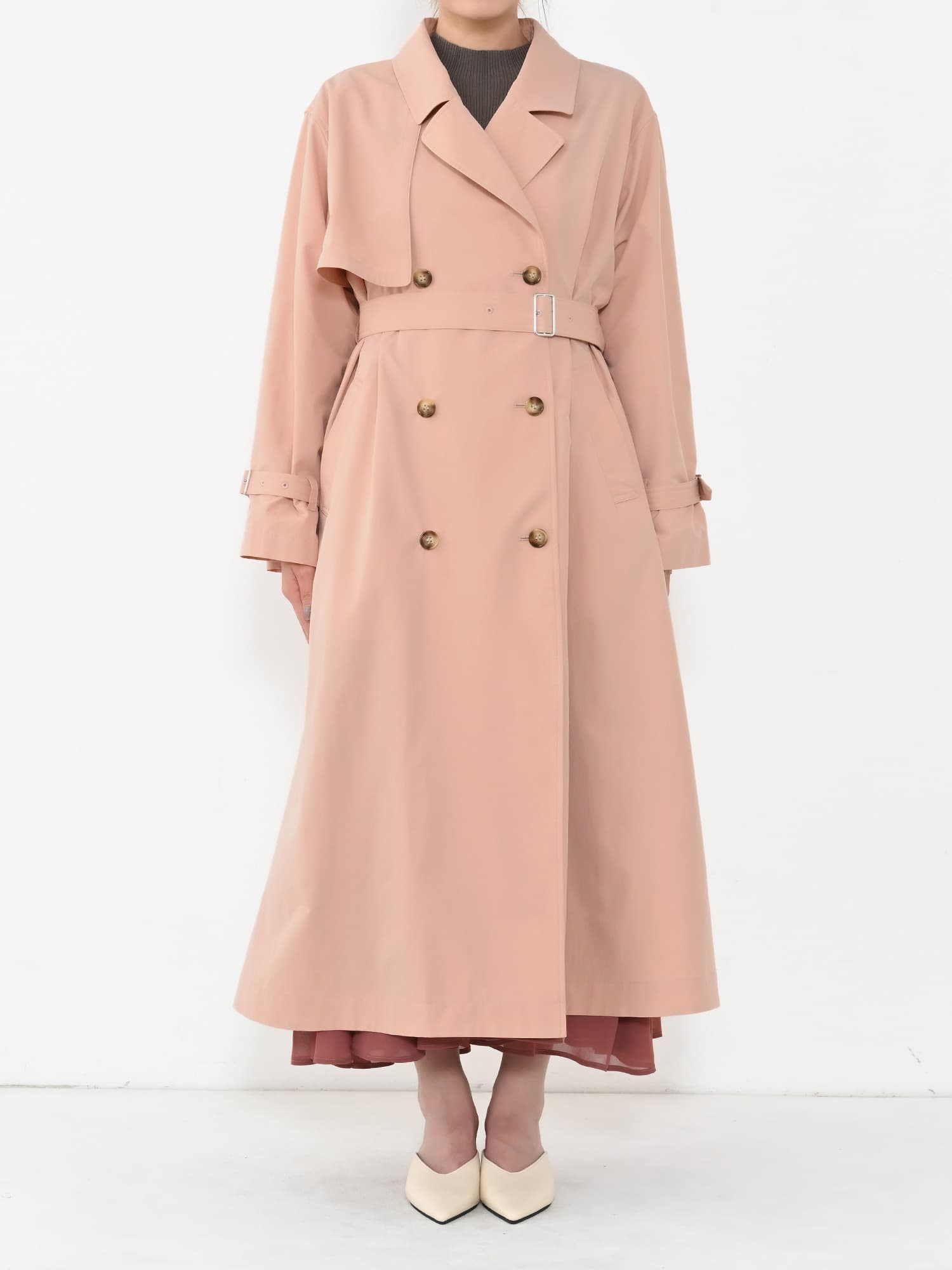 フード付きライトトレンチフレアコート-short & regular | 小柄・低