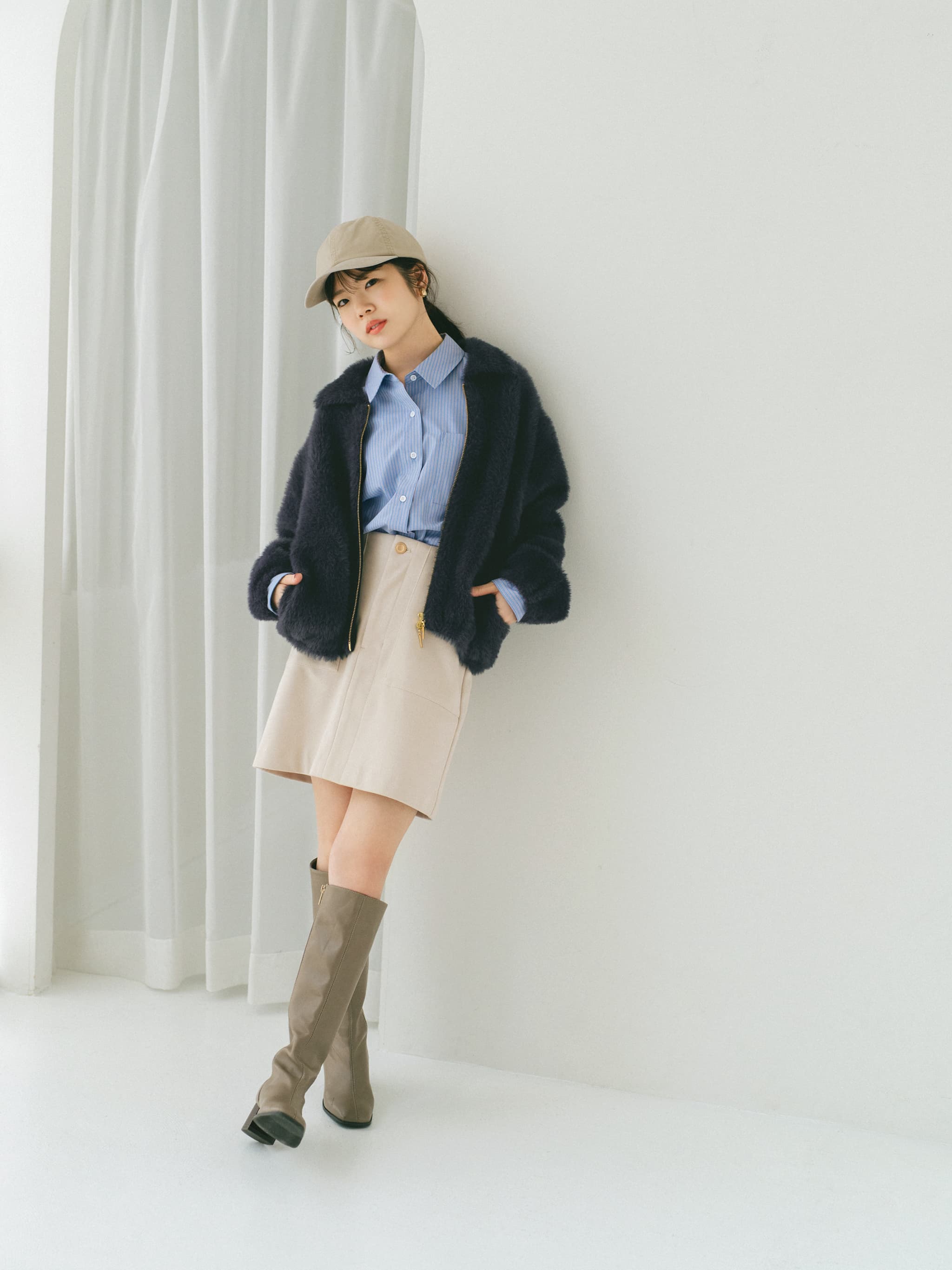 ダブルフェイスフェザージップブルゾン | 小柄・低身長女性向け