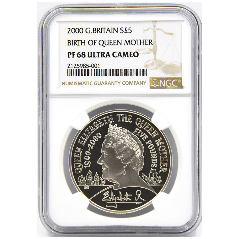 イギリス 2000 エリザベス2世 5ポンド 銀貨 NGC PF 68 ULTRA CAMEO 皇
