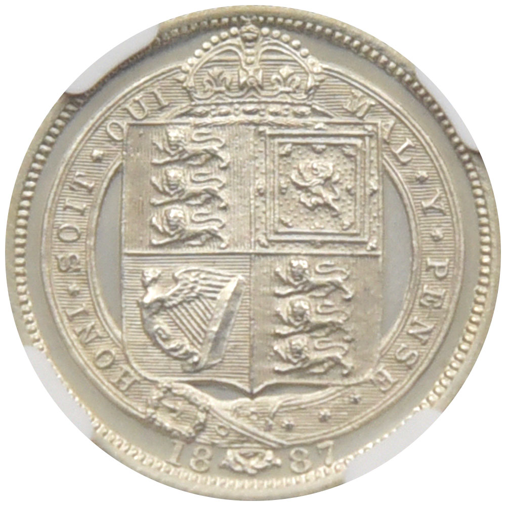イギリス 1887 ヴィクトリア女王 6ペンス 銀貨 NGC PF62CAMEO