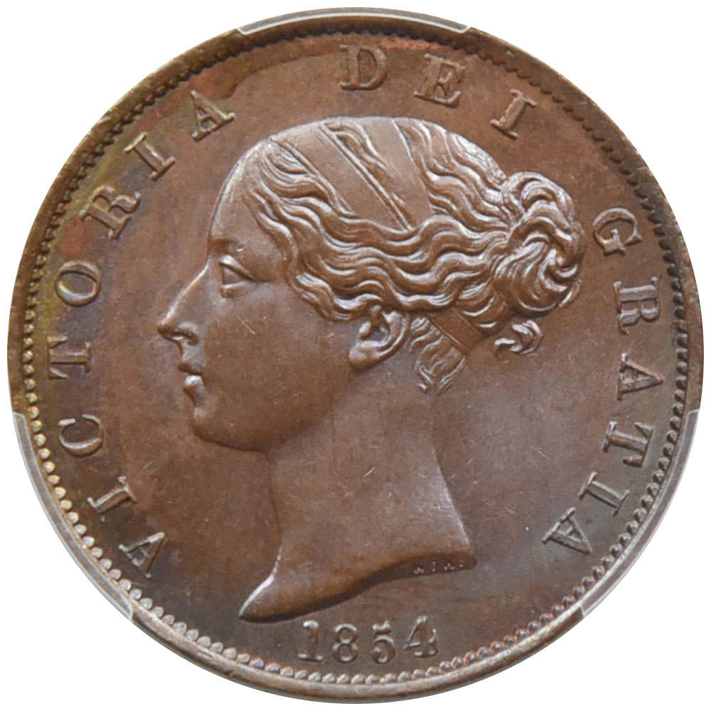 イギリス 1854 ヴィクトリア女王 1/2ペニー 銅貨 PCGS MS64BN ヤング