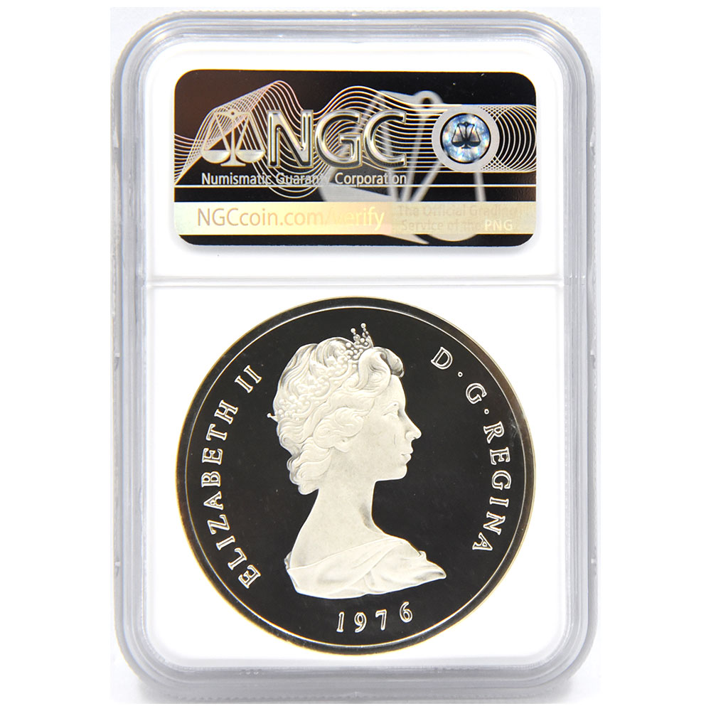 タークス・カイコス諸島 1976 エリザベス2世 20クラウン 銀貨 NGC PF