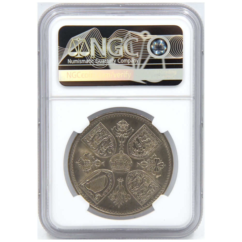 イギリス 1960 エリザベス2世 クラウン 白銅貨 NGC MS65 ニューヨーク