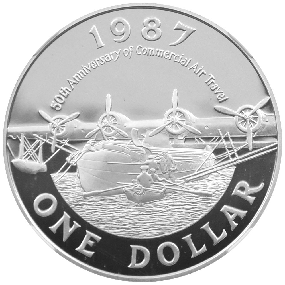 バミューダ 1987 エリザベス2世 1ドル 銀貨 NGC PF 69 ULTRA CAMEO