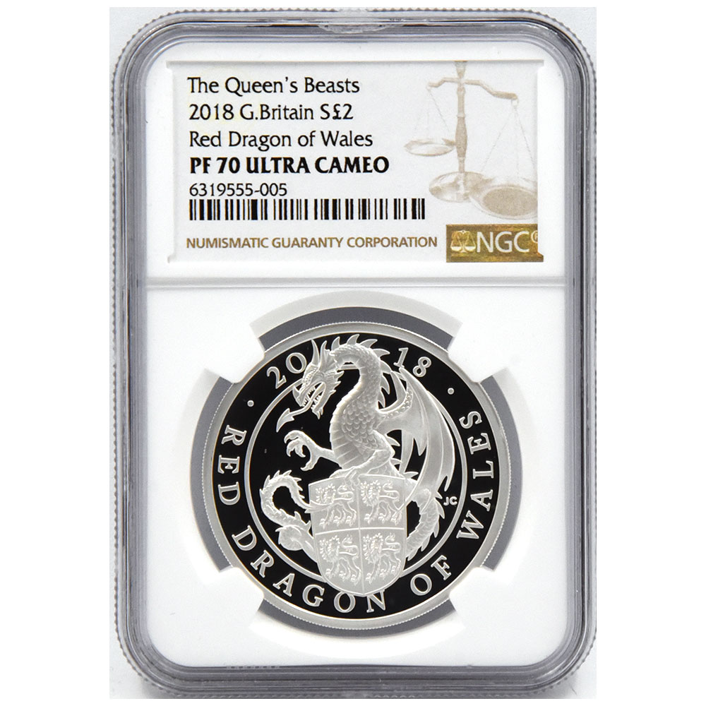 イギリス 2018 エリザベス2世 2ポンド 銀貨 NGC PF 70 ULTRA CAMEO