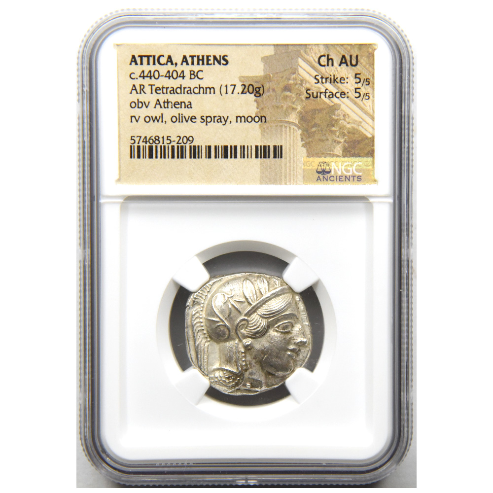 古代ギリシャ アッティカ c.440-404 BC テトラドラクマ 銀貨 NGC Ch AU