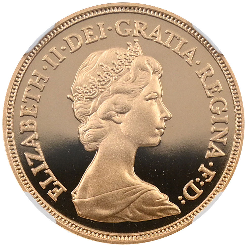 イギリス 1980 エリザベス2世 1ソブリン 金貨 NGC PF70UC 聖ジョージの