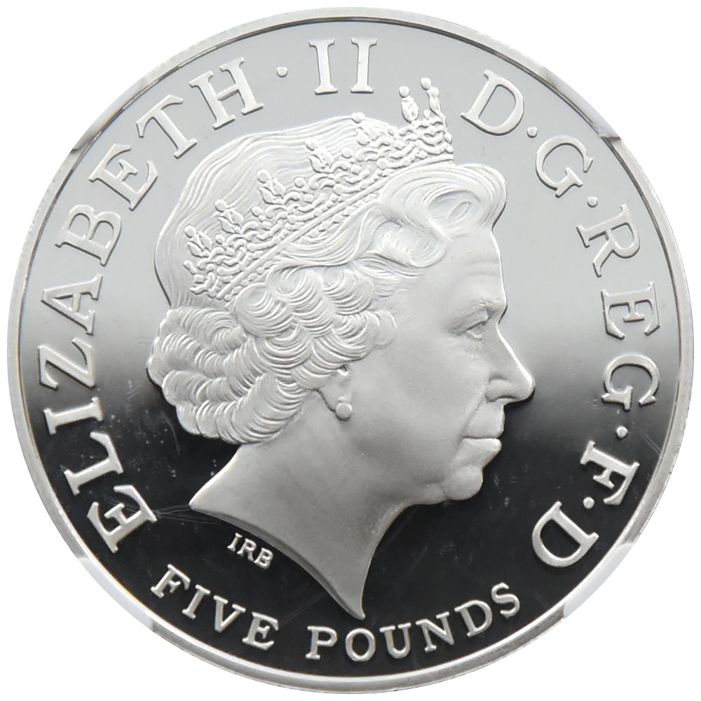 イギリス 2013 エリザベス2世 5ポンド 銀貨 NGC PF 70 ULTRA CAMEO 聖