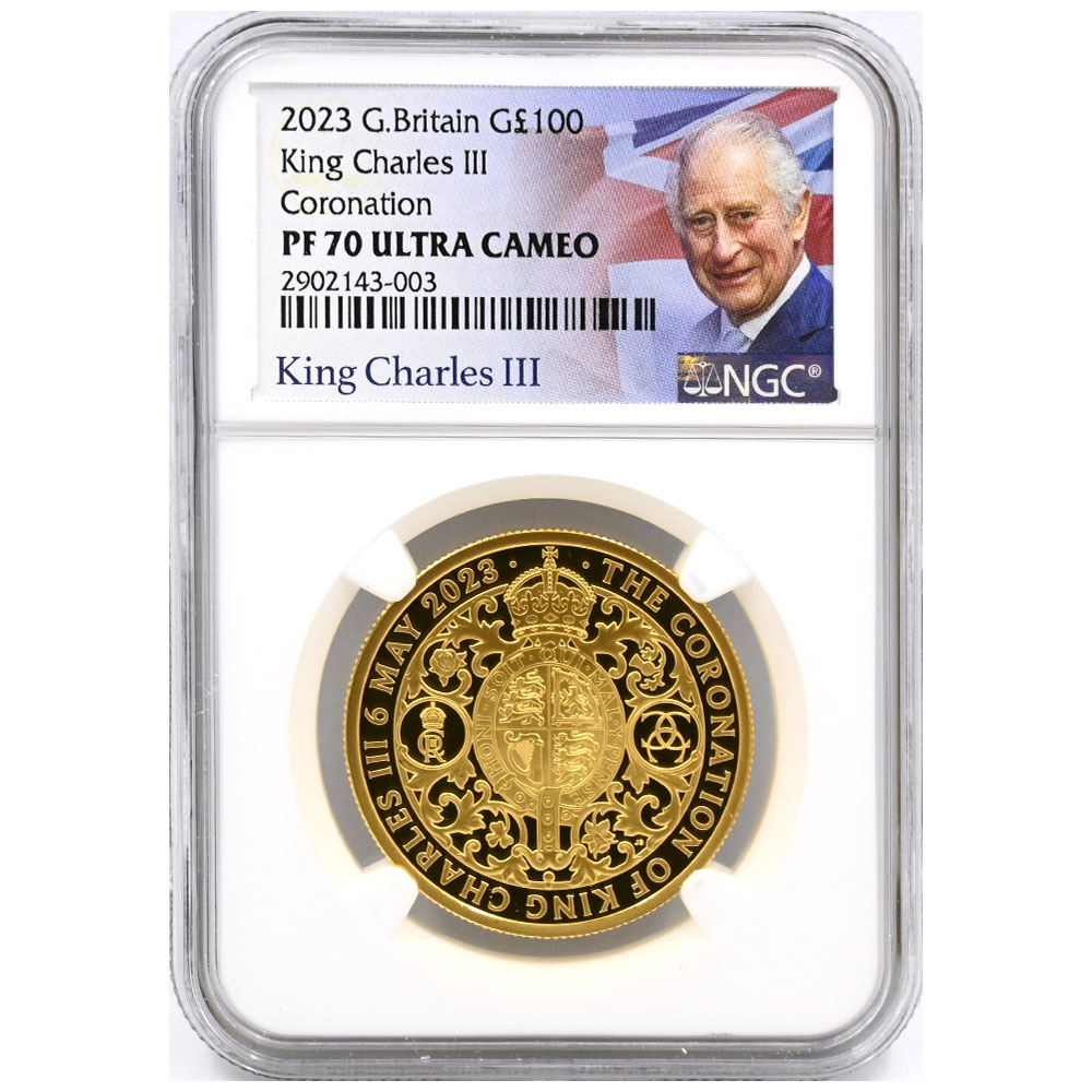 イギリス 2023 チャールズ3世 100ポンド 金貨 NGC PF70UC 戴冠記念