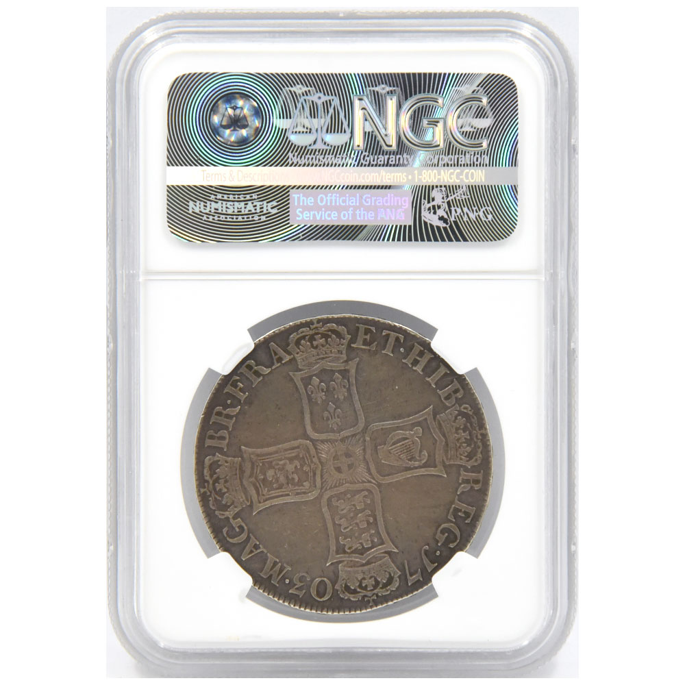 イングランド 1703 アン女王 クラウン 銀貨 NGC XF45 VIGO 4535550032