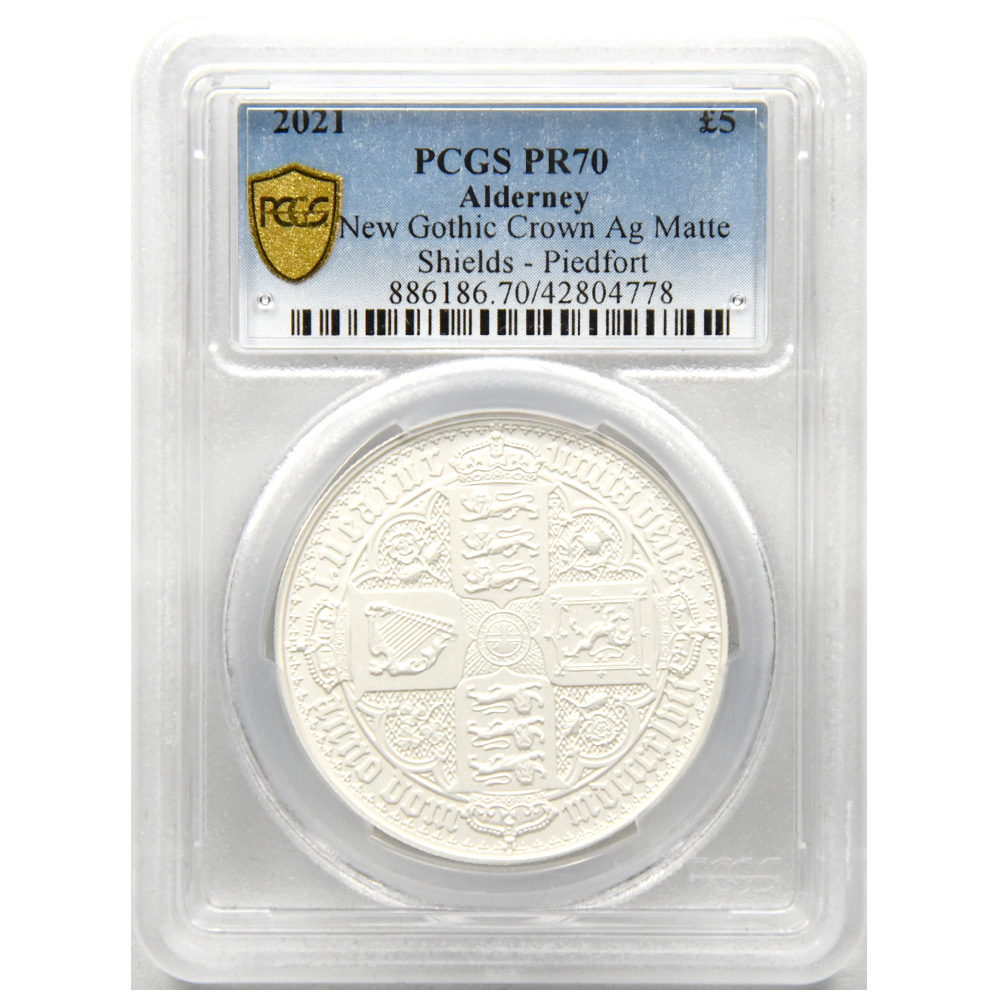 2枚セット】オルダニー島 2021 エリザベス2世 5ポンド 銀貨 PCGS PR70