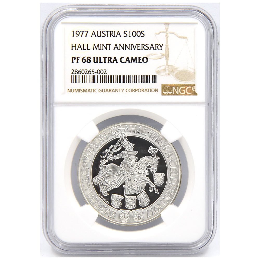 オーストリア 1977 100シリング 銀貨 NGC PF 68 ULTRA CAMEO ホール
