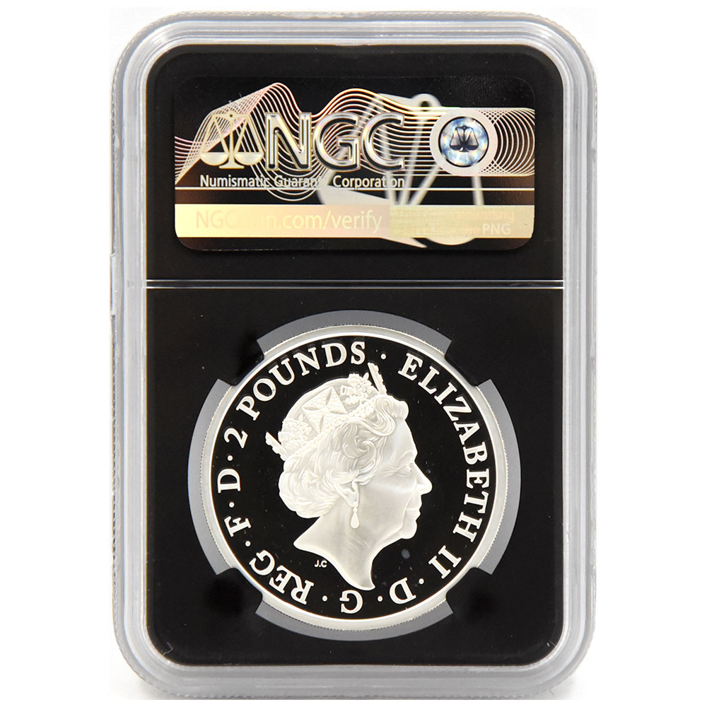 イギリス 2018 エリザベス2世 2ポンド 銀貨 NGC PF 70 ULTRA CAMEO 2匹
