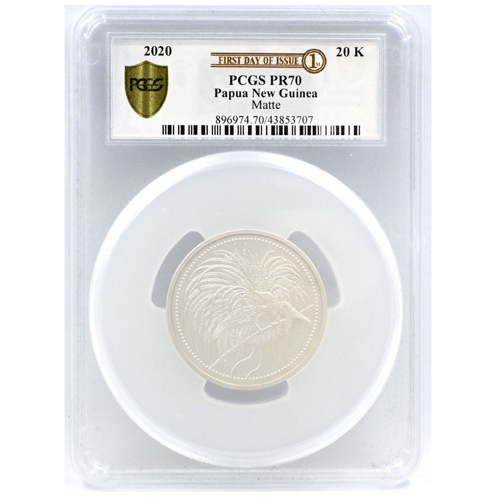 パプアニューギニア 2020 20キナ 2オンス 銀貨 PCGS PR70 極楽鳥 43853707
