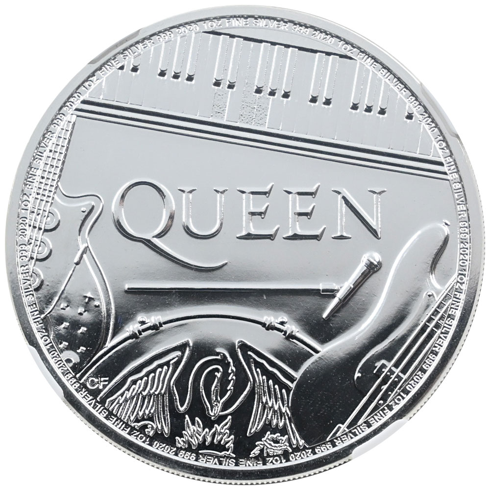 イギリス 2020 エリザベス2世 2ポンド 1オンス 銀貨 NGC MS70
