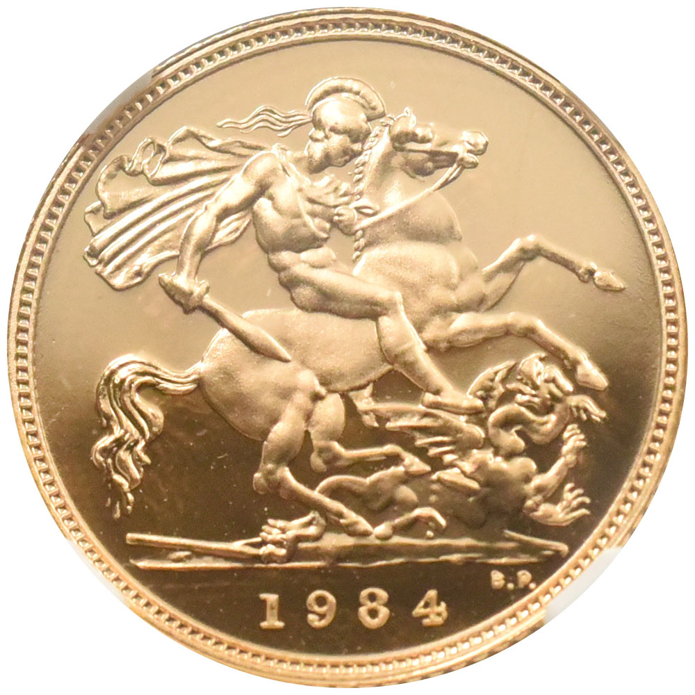 イギリス 1984 エリザベス2世 1/2ソブリン 金貨 NGC PF 70 ULTRA