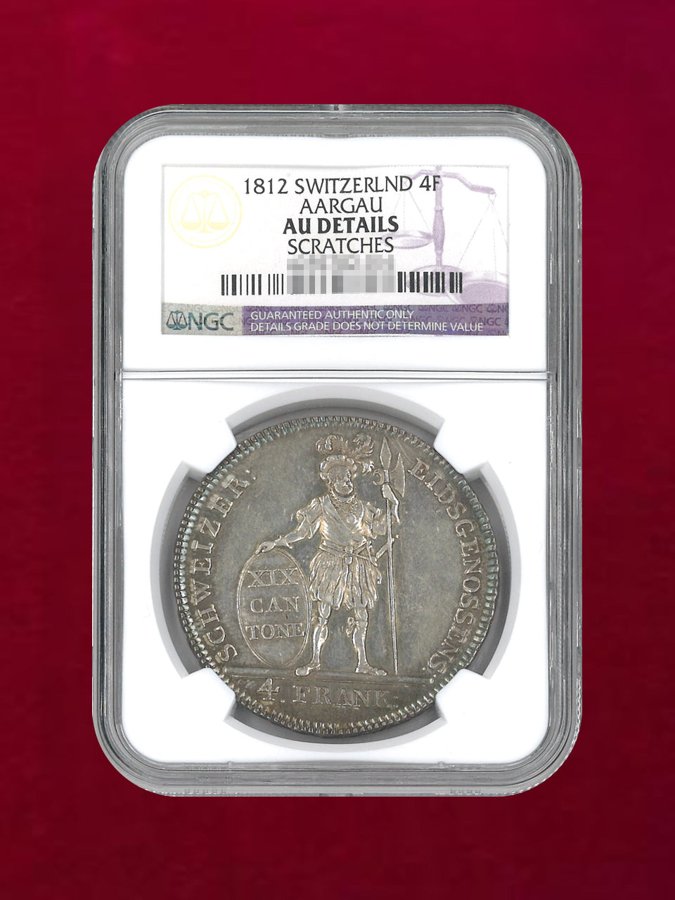 1797年 ベルン共和国 大型銀貨 カントンターレル 熊紋章 4フランケン級