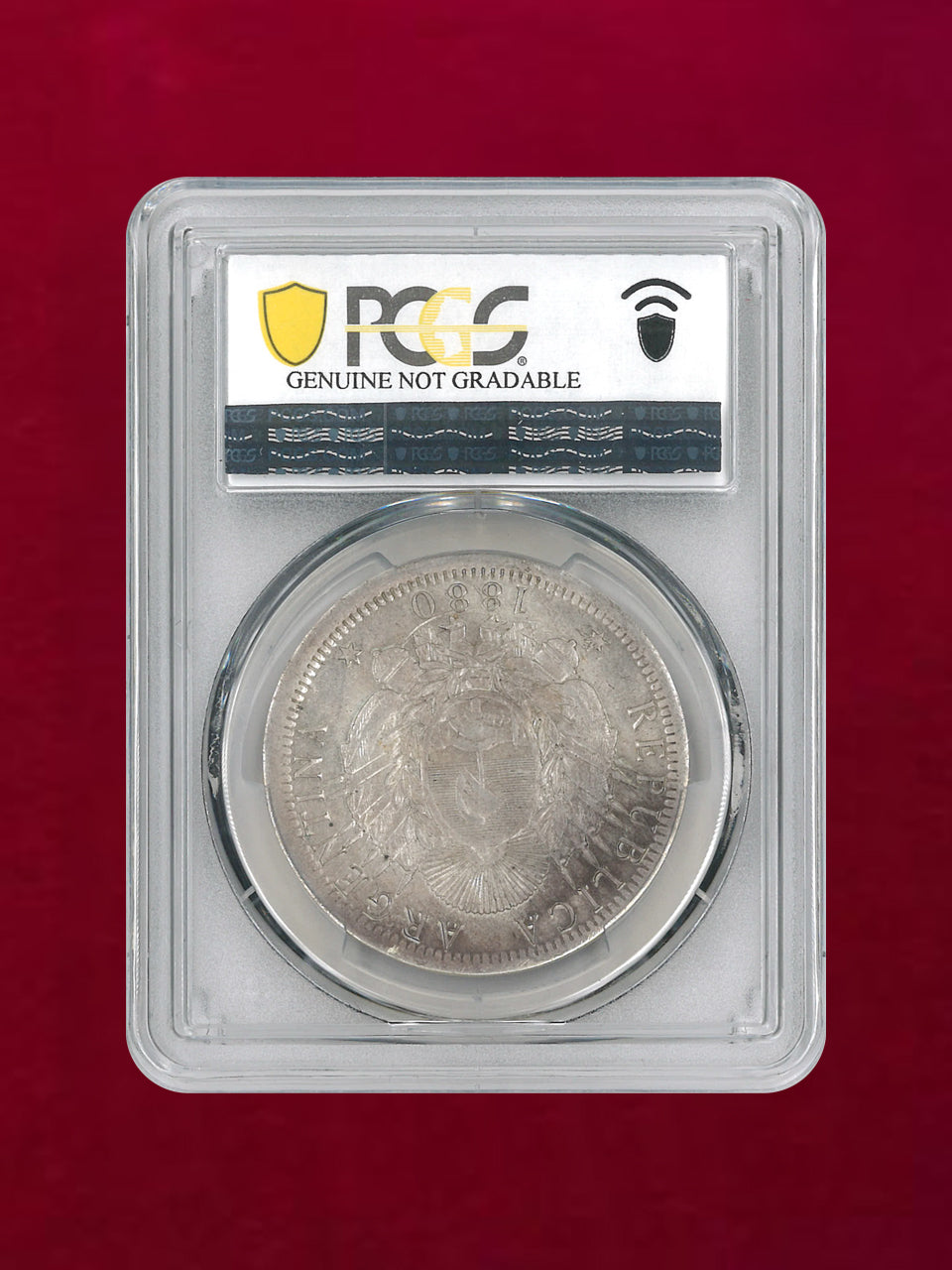 アルゼンチン】ペソ 銀貨 Pattern 1880 PCGS Genuine Cleaned-UNC
