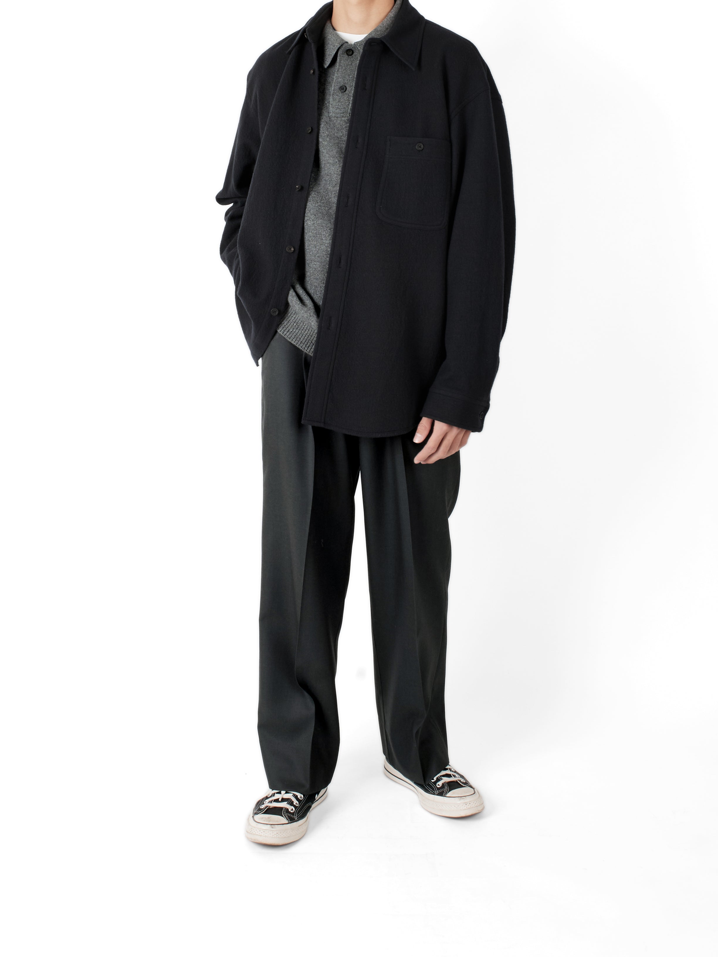 Super160's WOOL CRATER JERSEY SHIRTS｜BLACK – Cornier