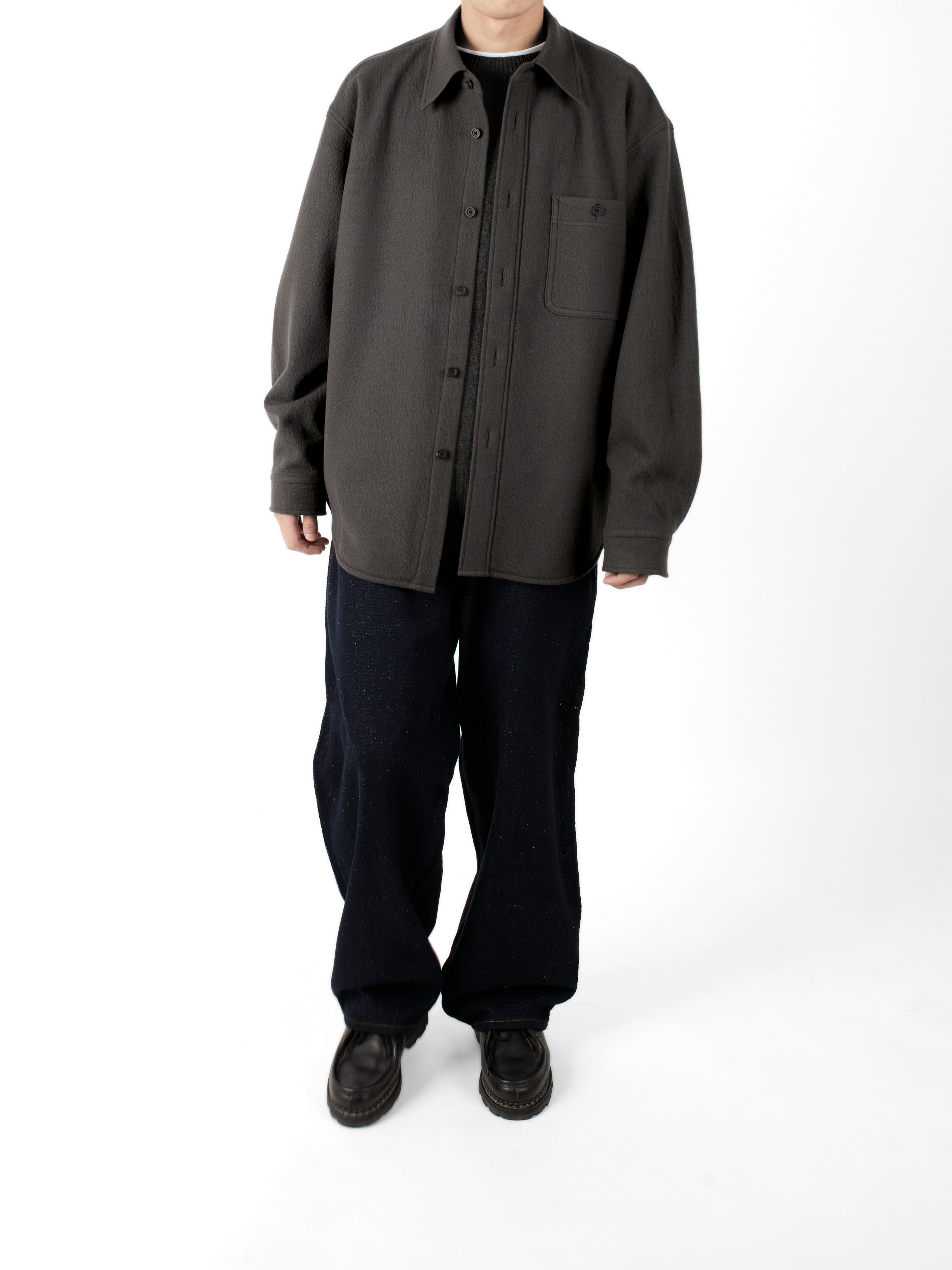 Super160's WOOL CRATER JERSEY SHIRTS｜GRAY – Cornier