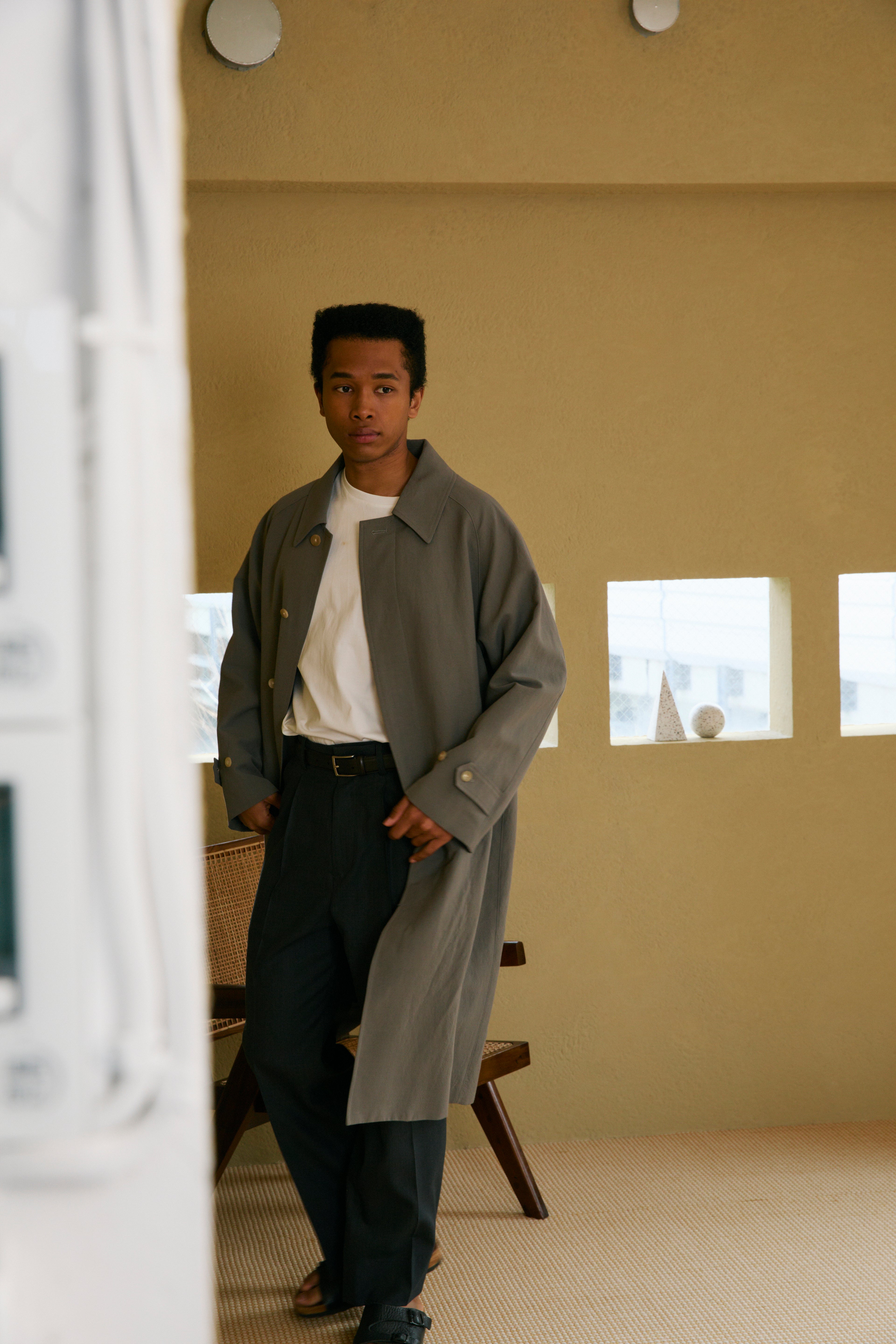 WORSTED WOOL/PAPER BALMACAAN LONG COAT｜GRAY – Cornier