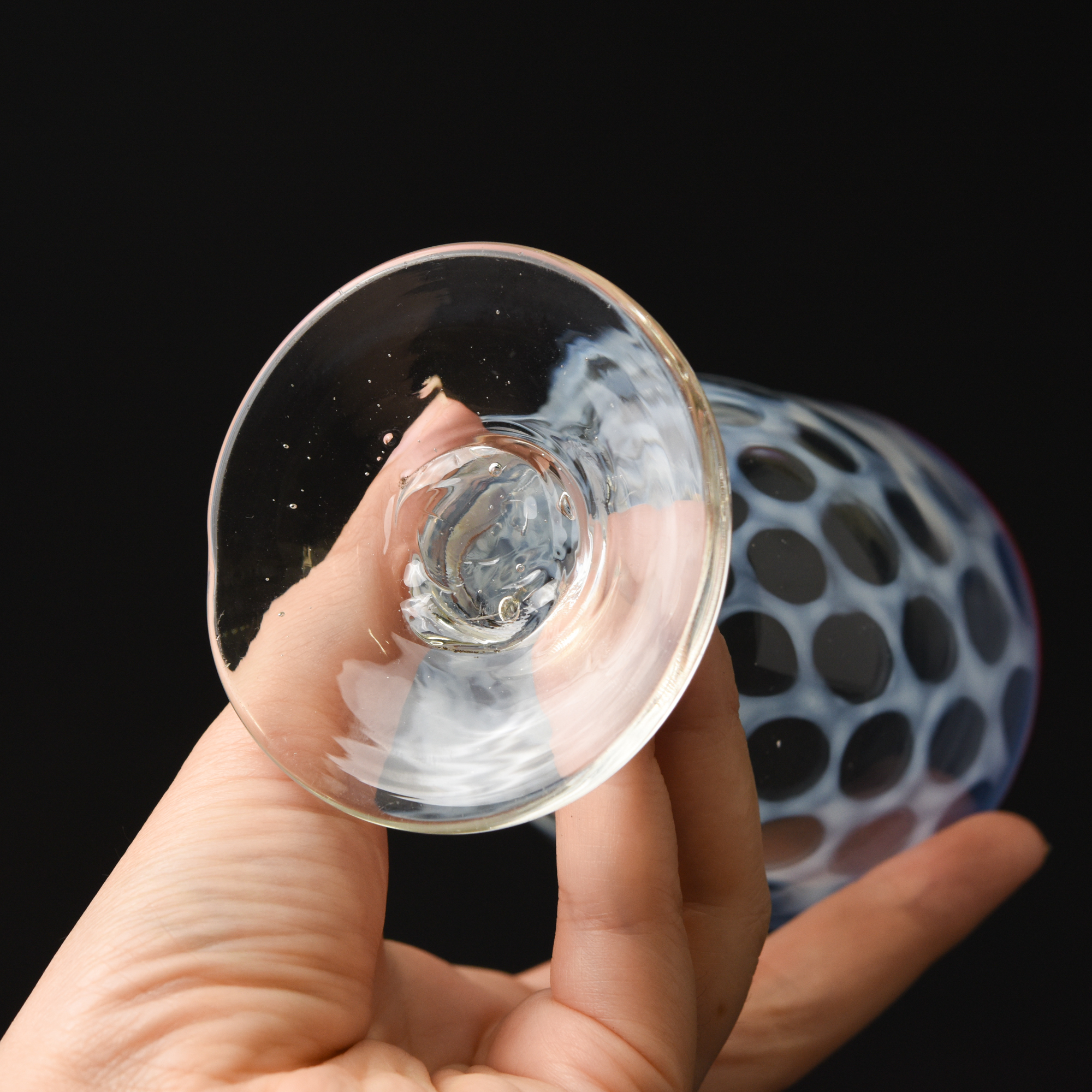 ガラス :: 水玉文赤縁なつめ形氷コップ | COTTOU.JP 骨董の通販