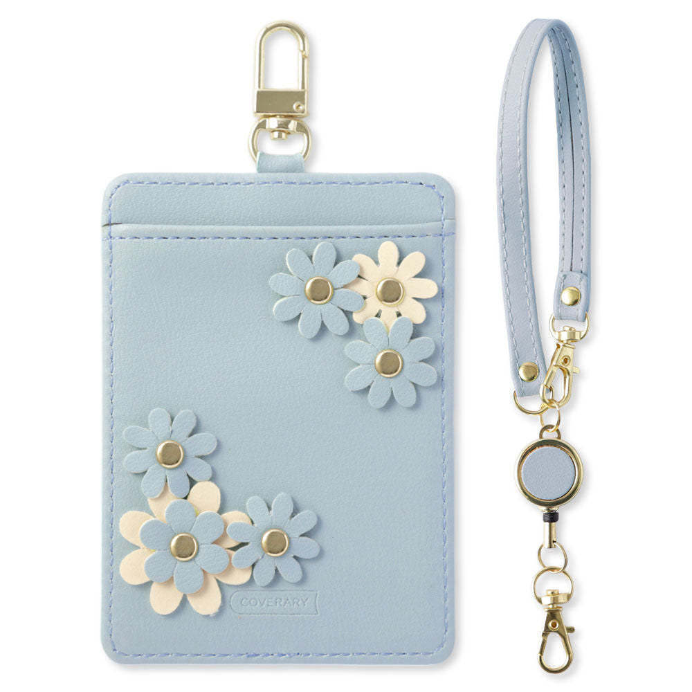 くすみパステルカラー スムースレザー調 フラワーモチーフ リール付き