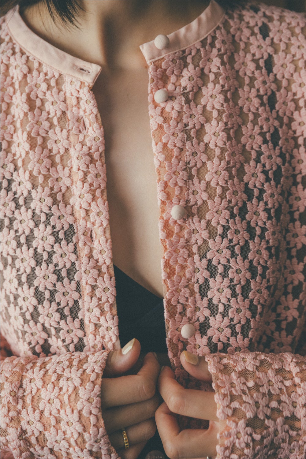 CLANE CLANE 3D FLOWER LACE TOPS 3D FLOWER LACE SHIRT