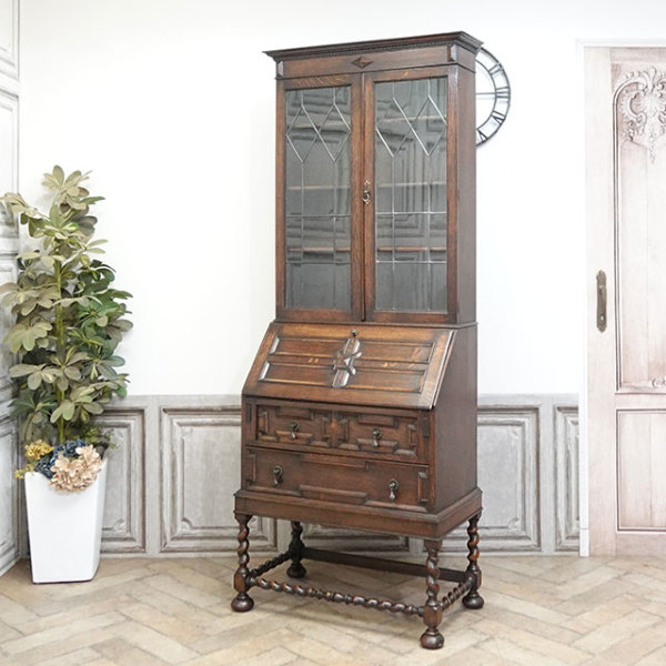 1920年頃 オーク材 イギリス アンティーク・ブックビューロー