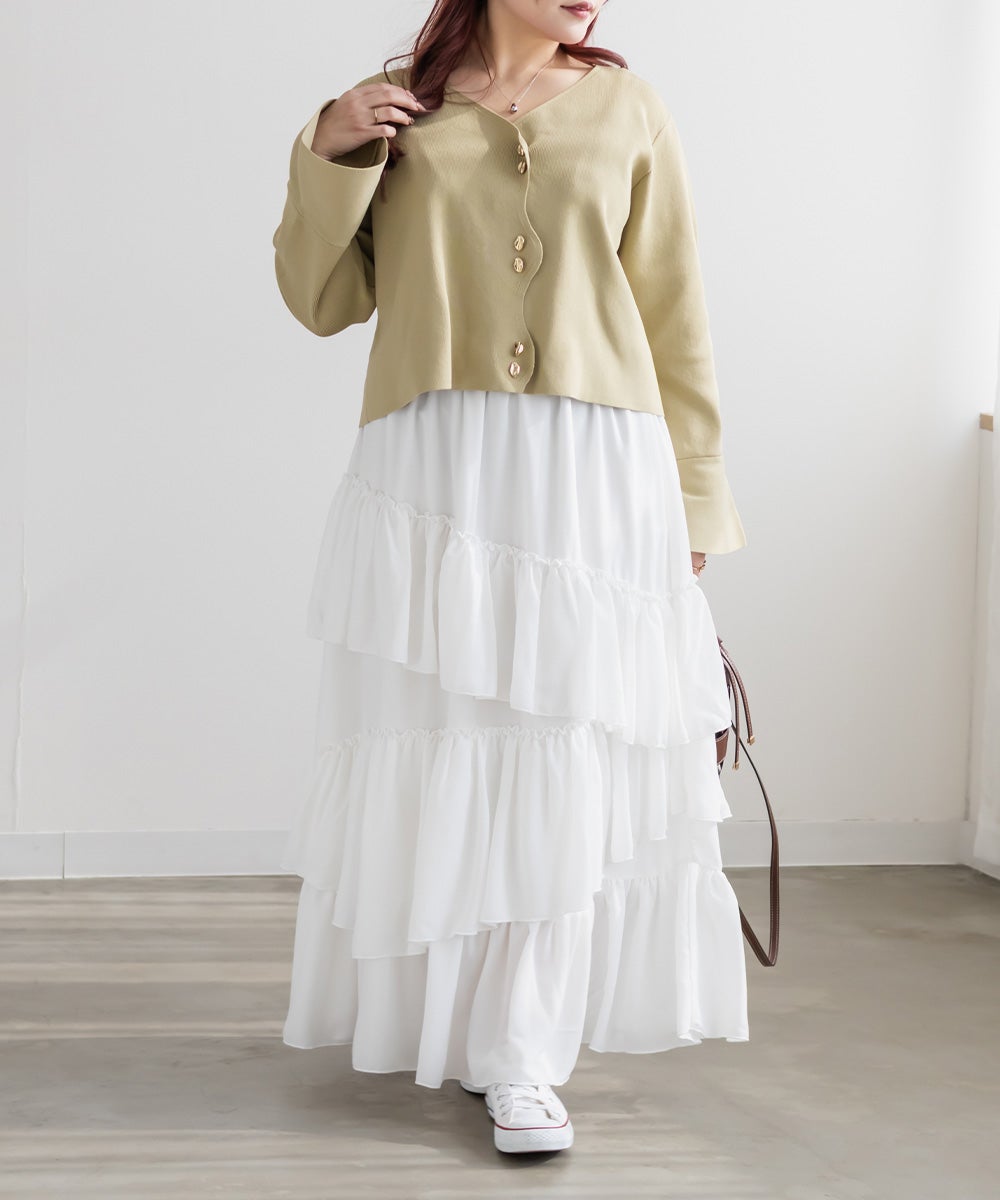 CLETTEオリジナルアシメラッフルスカート | 大きいサイズ レディース