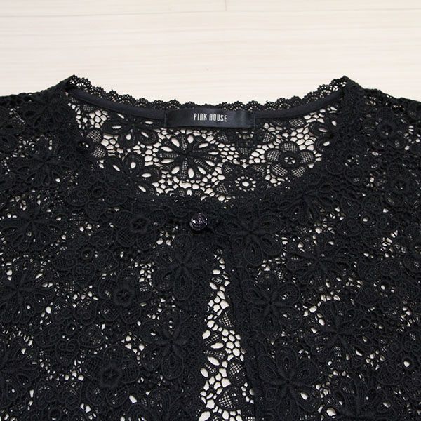 黒フラワーレースボレロカーディガン - ピンクハウス通販｜リサイクル
