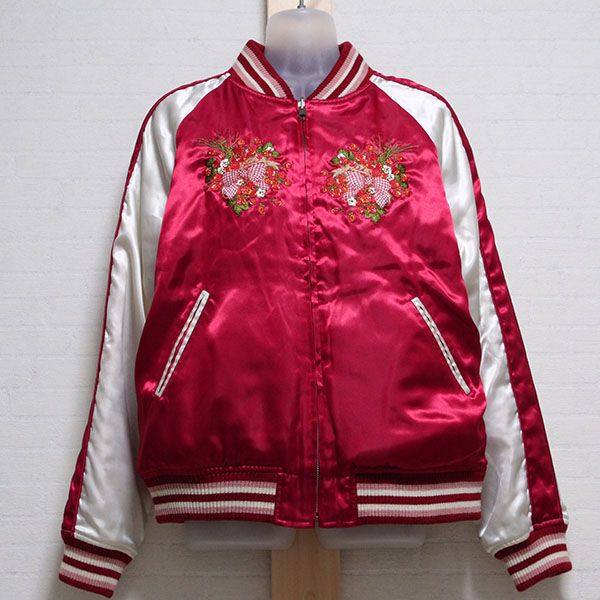 赤ギンガムうさぎ刺繍リバーシブルスカジャン - ピンクハウス通販