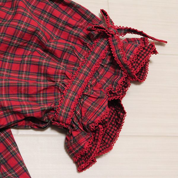 赤系フード付きタータンチェックワンピース - ピンクハウス通販